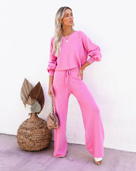 Rexa Wide Leg Knit Pants - Pink