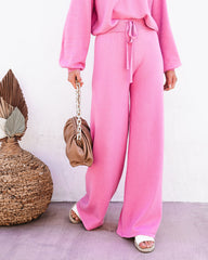 Rexa Wide Leg Knit Pants - Pink