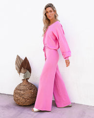 Rexa Wide Leg Knit Pants - Pink