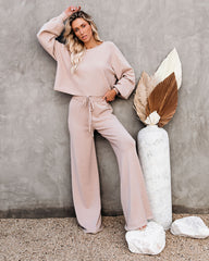 Rexa Wide Leg Knit Pants - Tan