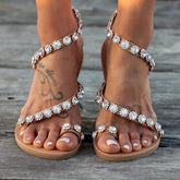 Rhinestone Flat Heel Flip Flop Sandals