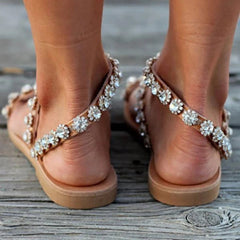 Rhinestone Flat Heel Flip Flop Sandals
