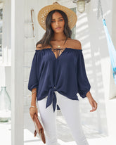 Rhodes Off The Shoulder Tie Blouse