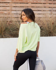 Riah Cotton Distressed Pocket Tee - Neon Lime