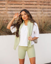 Riah Cotton Distressed Pocket Tee - White