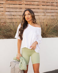 Riah Cotton Distressed Pocket Tee - White