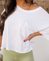 Riah Cotton Distressed Pocket Tee - White