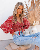 Ridley Smocked Tie Front Crop Top