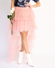 Rigala High Low Tulle Maxi Skirt - Blush