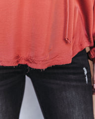 Riker Satin Frayed Blouse - Terracotta