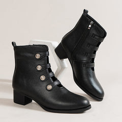 Rivet Hollow Chunky Heeled Ankle Boots