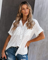 Rocco Button Down Polka Dot Blouse