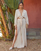 Rosales Striped High Rise Slit Pants