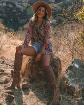 Rosalina Paisley Print Bell Sleeve Blouse