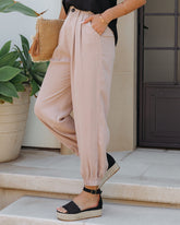 Rosalind Pocketed High Rise Woven Joggers - Taupe - SALE