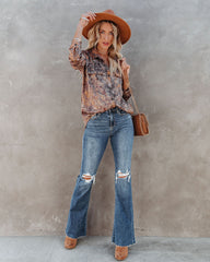 Roscoe Printed Satin Button Down Blouse