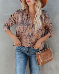 Roscoe Printed Satin Button Down Blouse