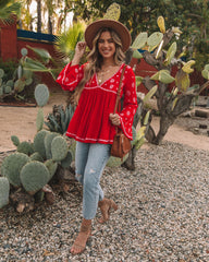 Roses And More Embroidered Tunic - Red
