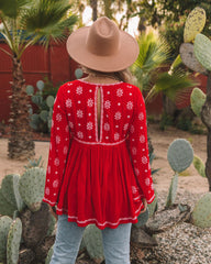 Roses And More Embroidered Tunic - Red