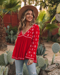 Roses And More Embroidered Tunic - Red