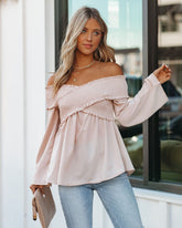 Rosie Smocked Off The Shoulder Top - Sandshell
