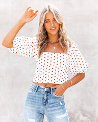 Rossi Cotton Polka Dot Puff Sleeve Top