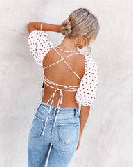 Rossi Cotton Polka Dot Puff Sleeve Top