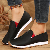 Round Toe Front Zipper Slip-On Casual Shoes