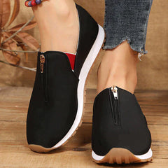 Round Toe Front Zipper Slip-On Casual Shoes