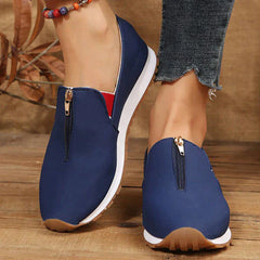 Round Toe Front Zipper Slip-On Casual Shoes