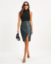 Roxanne Asymmetrical Faux Leather Mini Skirt - Forest Green