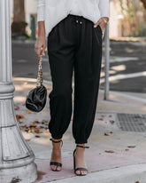 Roxy Pocketed High Rise Joggers - Black