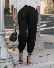 Roxy Pocketed High Rise Joggers - Black