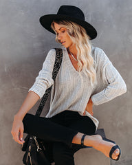 Roza V-Neck Ribbed Knit Top - Ivory