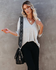 Roza V-Neck Ribbed Knit Top - Ivory