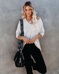 Roza V-Neck Ribbed Knit Top - Ivory