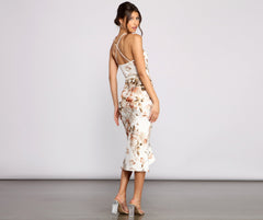 Ruffled For Florals Midi Dress