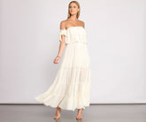 Ruffled Romance Off The Shoulder Maxi Dress