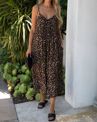 Running Wild Pocketed Leopard Jumpsuit