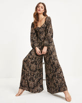 Ruthie Floral Tie Back Jumpsuit - Black