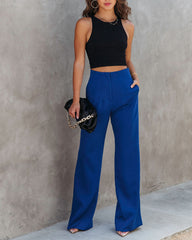 Sabine Pocketed Flare Pants - Cobalt
