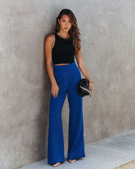 Sabine Pocketed Flare Pants - Cobalt
