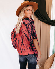 Saline Tie Dye Button Down Kimono Top - Salmon