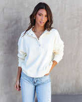 Sanctuary Half Button Up Sweater - Cream