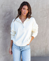 Sanctuary Half Button Up Sweater - Cream