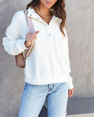 Sanctuary Half Button Up Sweater - Cream