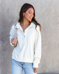 Sanctuary Half Button Up Sweater - Cream