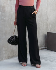 Sandrine Pocketed Wide Leg Pants - Black