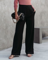 Sandrine Pocketed Wide Leg Pants - Black