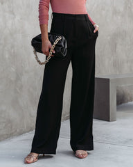 Sandrine Pocketed Wide Leg Pants - Black